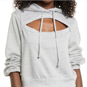 BP Gray Cutout Hoodie Crop Top XS